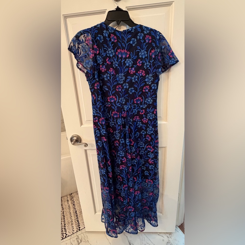 Floral Embroidery Kensie Navy Dress with Blue and Pink Embroidery - Picture 6 of 10